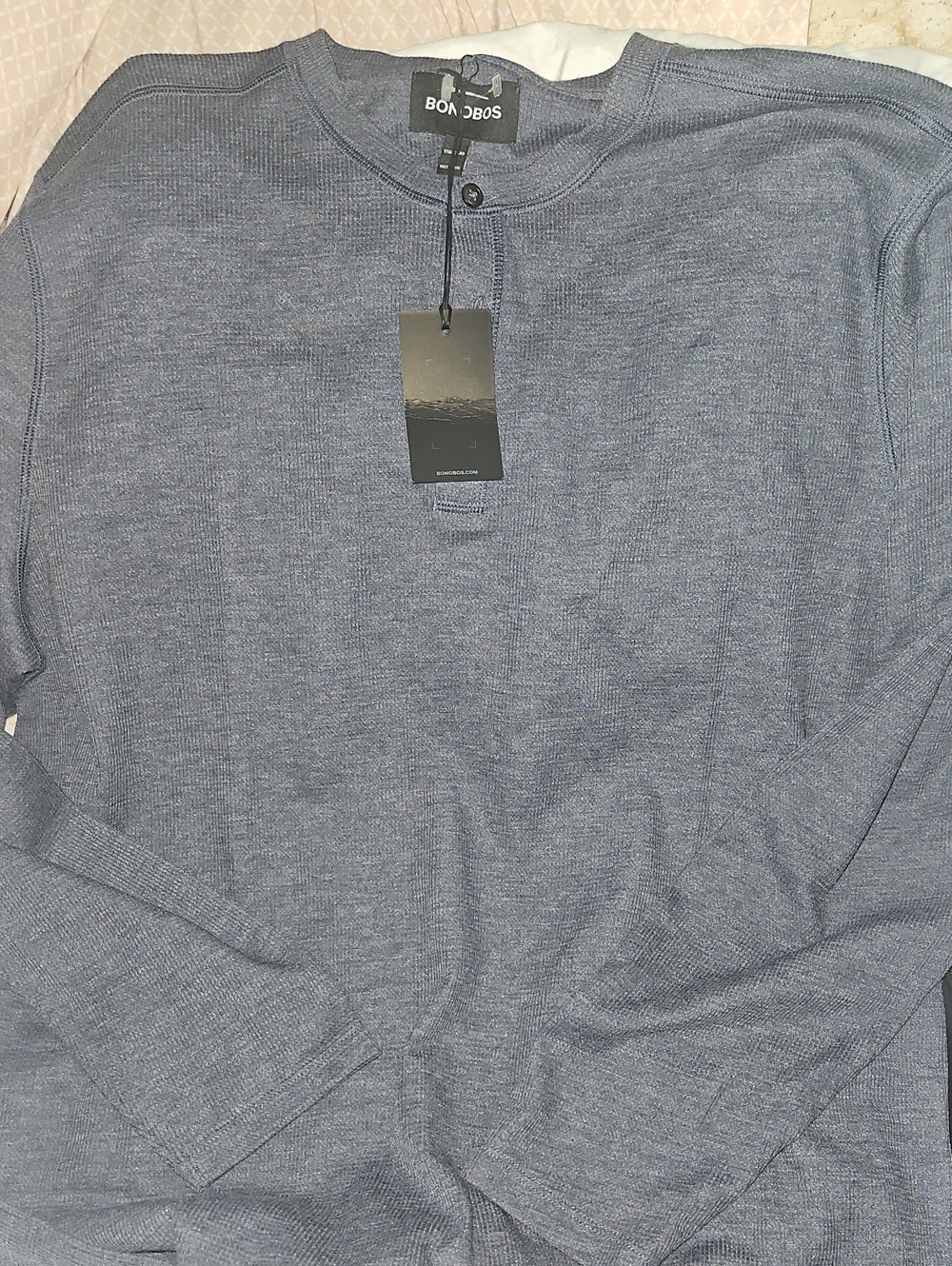 Bonobos Men's Heather Navy Henley Sweater